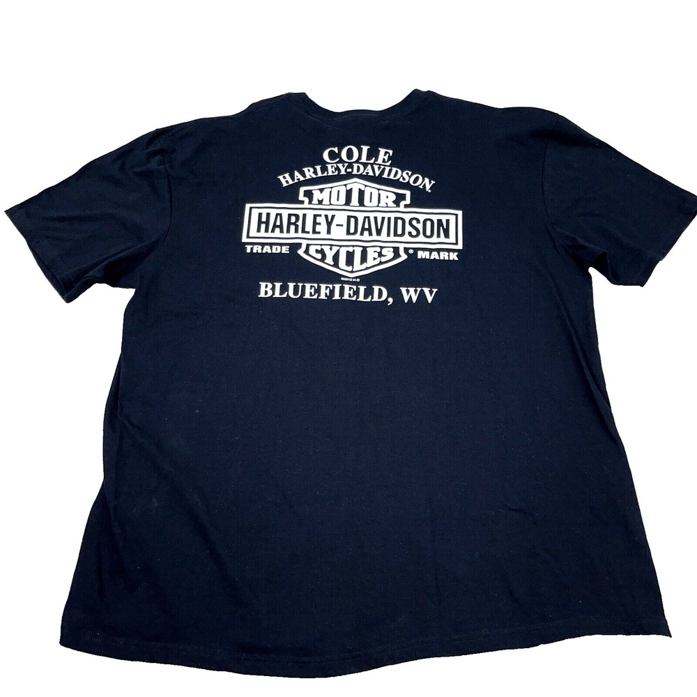 Harley Davidson Shirt Men XL‎ Black White Tee Biker Retro Y2K Bluefield WV Adult